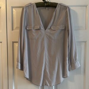 Joie Light Gray V-Neck Blouse Size Small